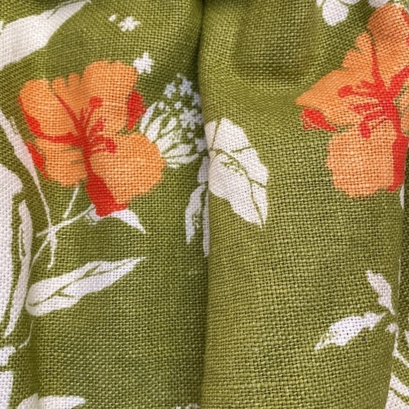 Linen Wood Handle Handbag Purse Womens tote stripes floral round handle knitting - Picture 3 of 7